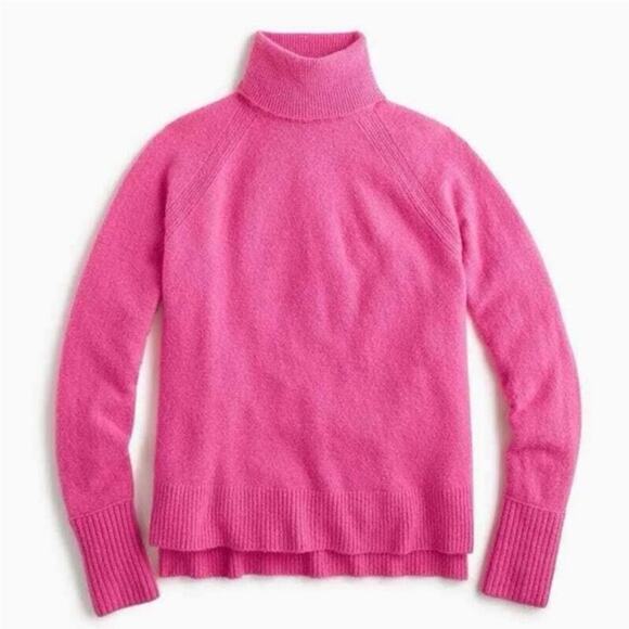 J. Crew Supersoft Yarn Merino Wool Blend Pink Turtleneck Sweater Size Small - Picture 1 of 8